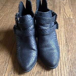 Express Black Snakeskin Ankle Booties
